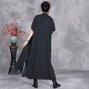 Short Sleeves Side Slit Cashmere Cardigan