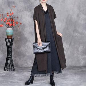 Short Sleeves Side Slit Cashmere Cardigan