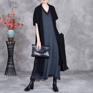 Short Sleeves Side Slit Cashmere Cardigan