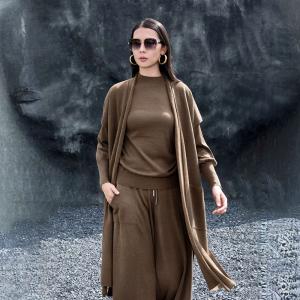 Short Sleeves Side Slit Cashmere Cardigan