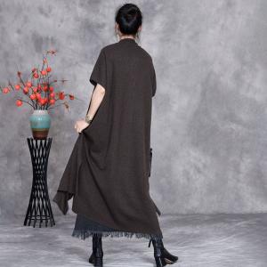 Short Sleeves Side Slit Cashmere Cardigan