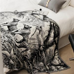 Leaf Patterns Black and White Soft Blanket Throw