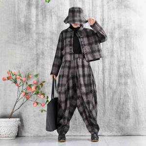 Chinese Frog Buttons Customized Gingham Jacket