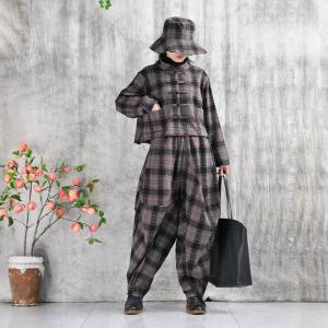Chinese Frog Buttons Customized Gingham Jacket