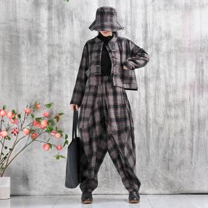 Chinese Frog Buttons Customized Gingham Jacket