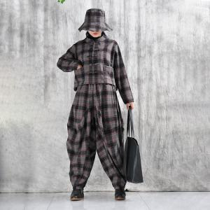 Chinese Frog Buttons Customized Gingham Jacket