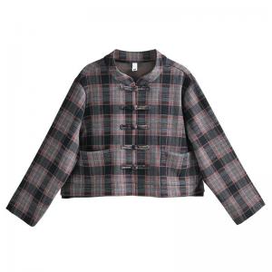 Chinese Frog Buttons Customized Gingham Jacket