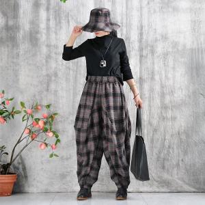 High Waist Gingham Designer Harem Pants