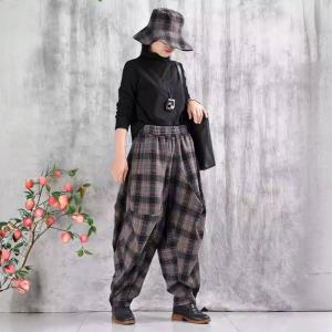 High Waist Gingham Designer Harem Pants