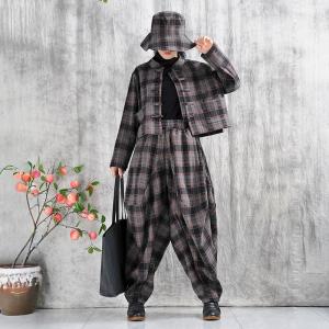 High Waist Gingham Designer Harem Pants