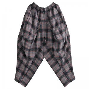 High Waist Gingham Designer Harem Pants