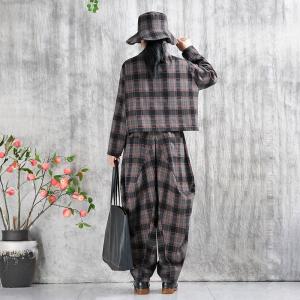 High Waist Gingham Designer Harem Pants