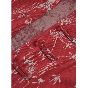 Eastern Fashion Frog Buttons Printed Red Jacket