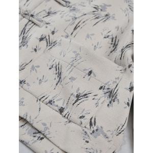 Stand Collar Printed Folk Customized Beige Jacket