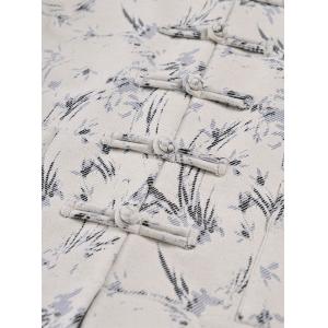 Stand Collar Printed Folk Customized Beige Jacket