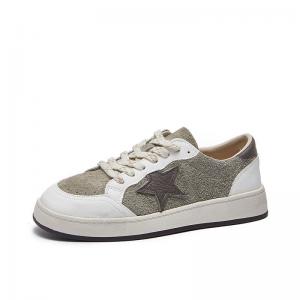 Star Patchwork Suede Leather Comfy Sneakers