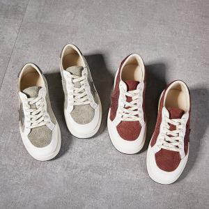 Star Patchwork Suede Leather Comfy Sneakers