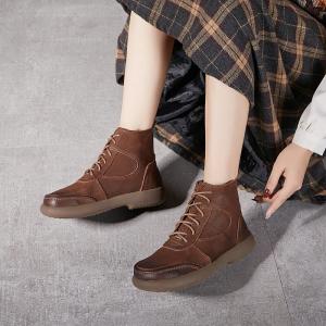 Lace Up Chunky Heels Leather Martin Boots for Women