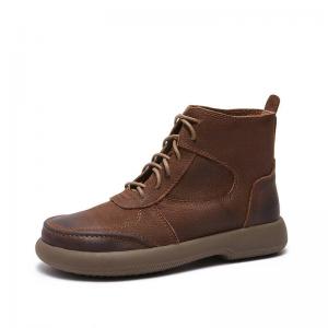 Lace Up Chunky Heels Leather Martin Boots for Women