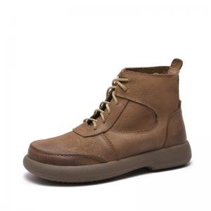 Lace Up Chunky Heels Leather Martin Boots for Women
