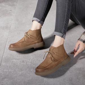 Classic Cowhide Platform Ankle Boots