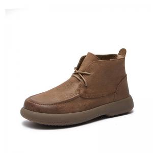 Classic Cowhide Platform Ankle Boots
