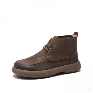 Classic Cowhide Platform Ankle Boots
