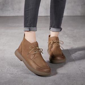 Classic Cowhide Platform Ankle Boots
