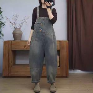 Floral Embroidery 90s Bib Overalls for Women