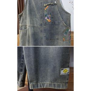 Floral Embroidery 90s Bib Overalls for Women