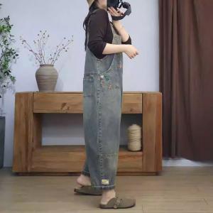 Floral Embroidery 90s Bib Overalls for Women