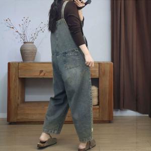Floral Embroidery 90s Bib Overalls for Women
