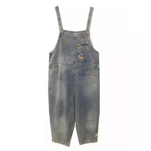 Floral Embroidery 90s Bib Overalls for Women
