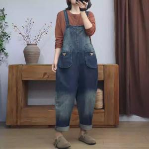 90s Fashion Front Pocket Baggy Casual Dungarees