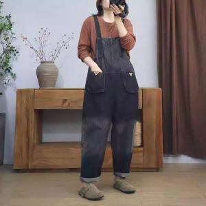 90s Fashion Front Pocket Baggy Casual Dungarees