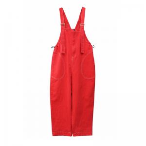 Casual Chic Adjustable Straps Red Overalls