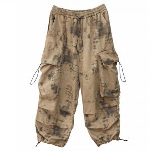 Abstract Graffiti Adjustable Cotton Khaki Cargo Pants