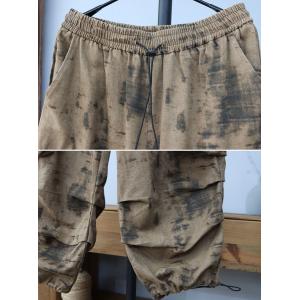 Abstract Graffiti Adjustable Cotton Khaki Cargo Pants