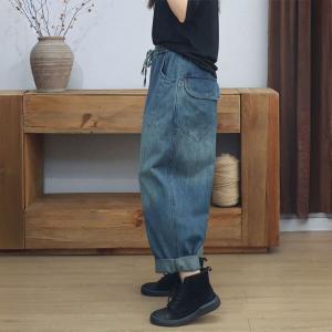Versatile Relax-Fit Drawstring Waist Jeans for Women