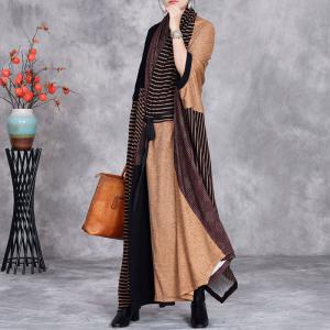 Unique Color Blocks Plus Size Tied Cocoon Wrap Coat