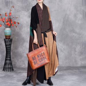 Unique Color Blocks Plus Size Tied Cocoon Wrap Coat