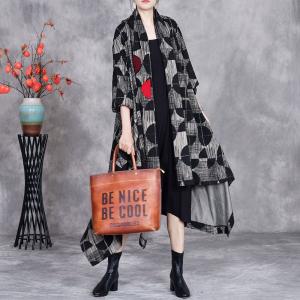 Black Polka Dot Asymmetrical Waterfall Cardigan