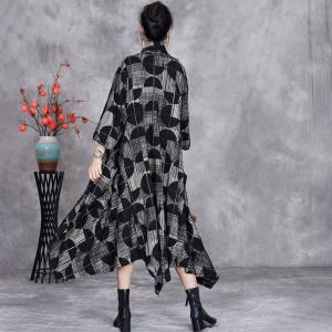 Black Polka Dot Asymmetrical Waterfall Cardigan