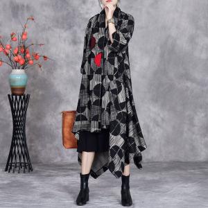 Black Polka Dot Asymmetrical Waterfall Cardigan