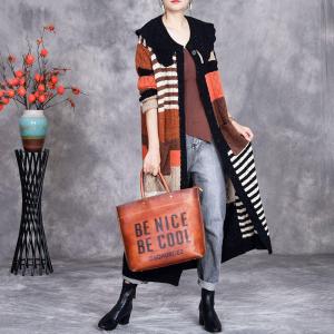 Peter Pan Collar Color Blocks Knit Sweater Cardigan