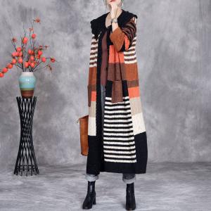 Peter Pan Collar Color Blocks Knit Sweater Cardigan