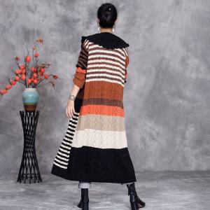 Peter Pan Collar Color Blocks Knit Sweater Cardigan