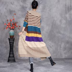 Peter Pan Collar Color Blocks Knit Sweater Cardigan