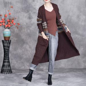 Ethnic Printed Knitting Cashmere Cardigan