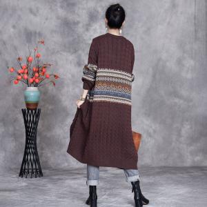 Ethnic Printed Knitting Cashmere Cardigan